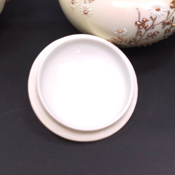 MCM Japanese Porcelain Embossed Floral Design Sugar & Creamer Set Gold Trim - Picture 7 of 11